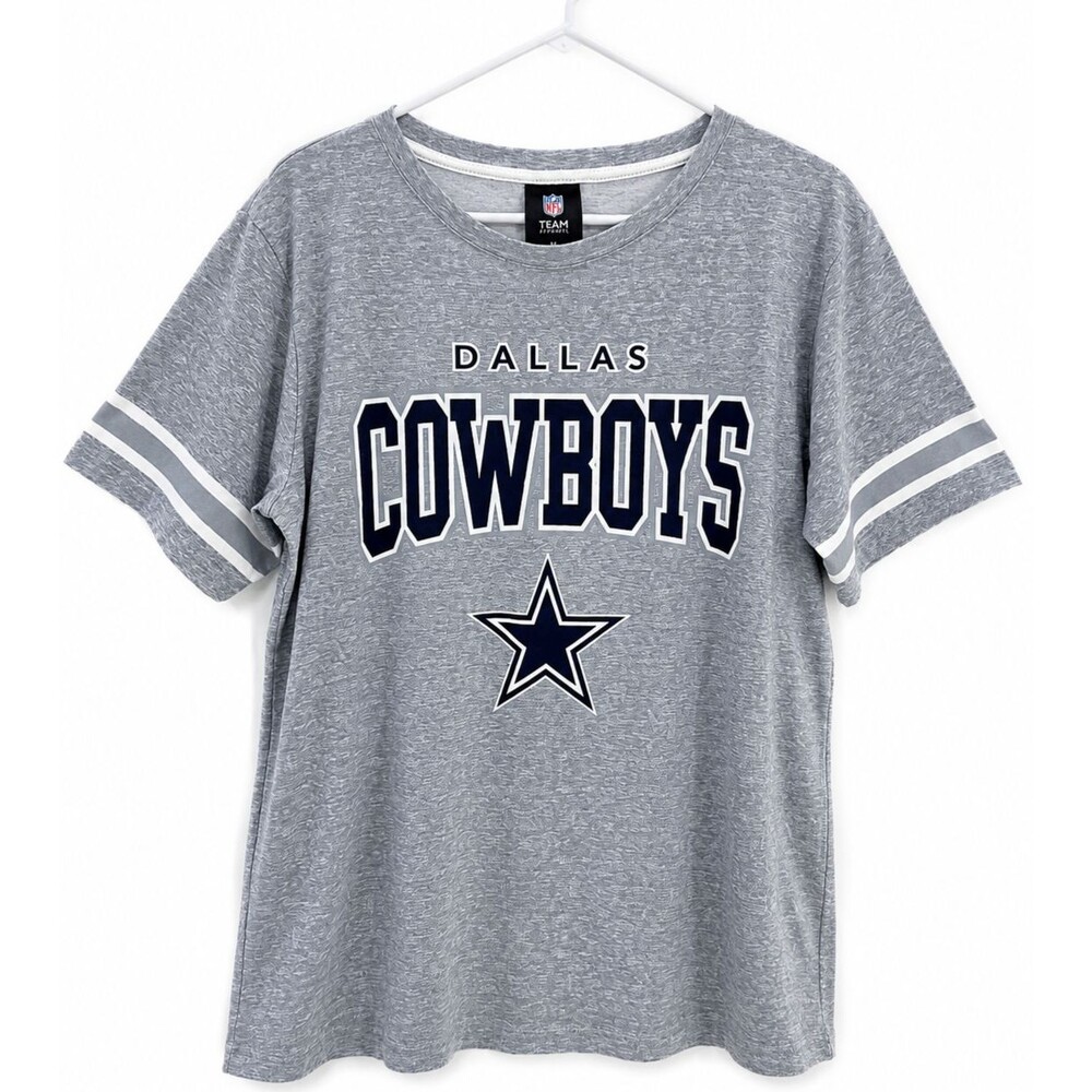 Dallas Cowboys NFL Team Apparel Men's Large Gray T Shirt Logo Football Tee L